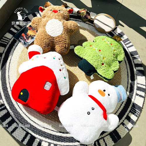 圣诞雪人抱枕毛绒玩具装饰摆件