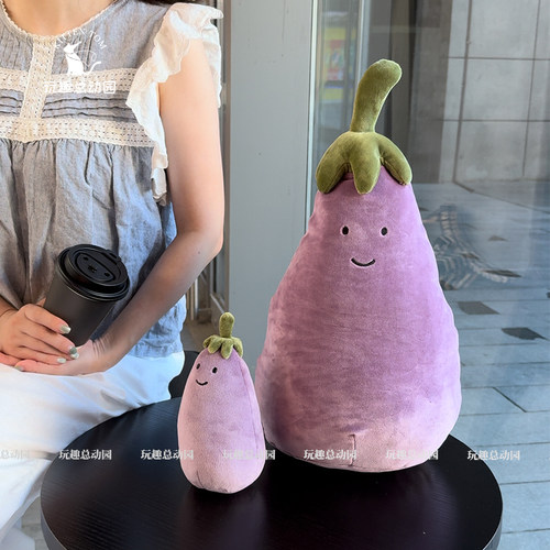茄子抱枕毛绒玩具卡通玩偶摆件