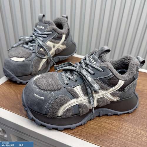 欧货小怪兽德训鞋女冬季加绒毛毛鞋真皮厚底轻便徒步鞋户外登山鞋