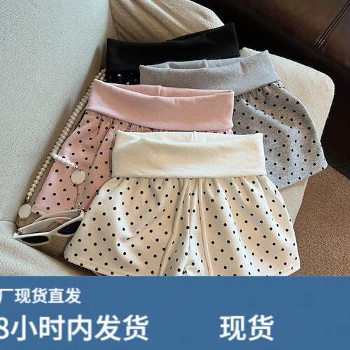 甜美风洋气百搭小个子波点休闲短裤女夏季新款设计感系带高腰热裤
