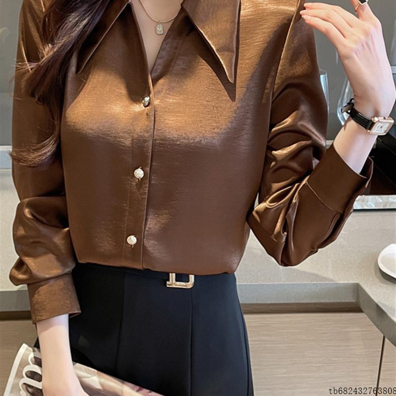 广州十三行大码女装高端2025年夏季新款V领衬衫长袖通勤小众上衣