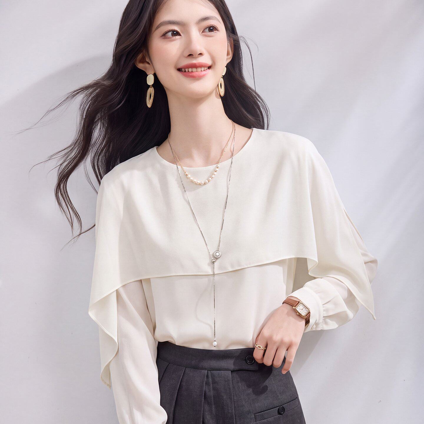 实拍2026秋季新款韩版百搭长袖休闲衬衫女上衣