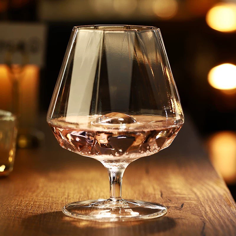 速发创意鸡尾酒杯子菱形气泡水杯白兰地杯矮脚威士忌洋酒杯