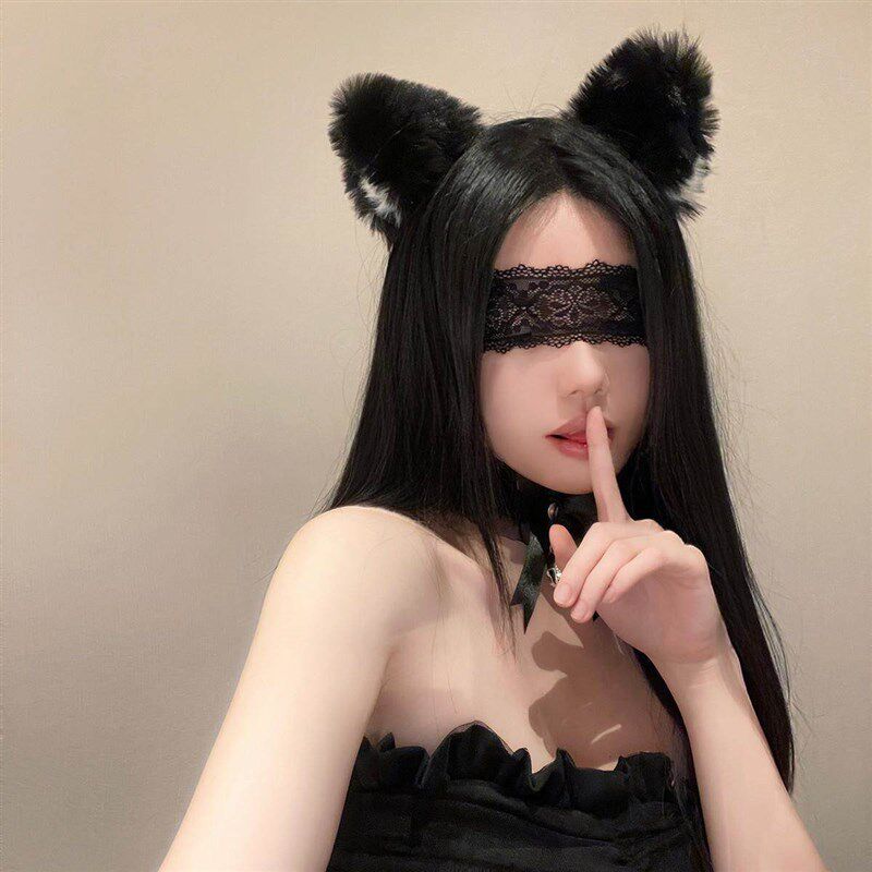 速发蕾丝性感情调眼罩猫耳朵铃铛头箍狐狸发卡黑丝眼罩可爱发饰装
