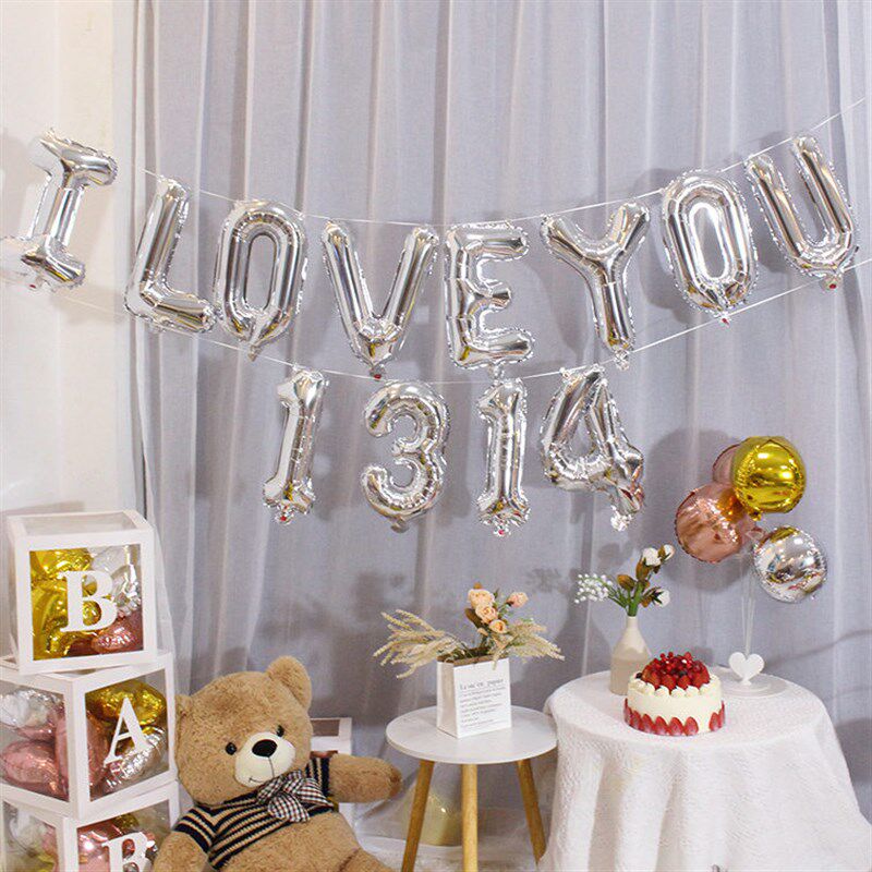速发16寸I LOVE YOU 14铝膜气球情人节表白告白求婚婚房布置装饰