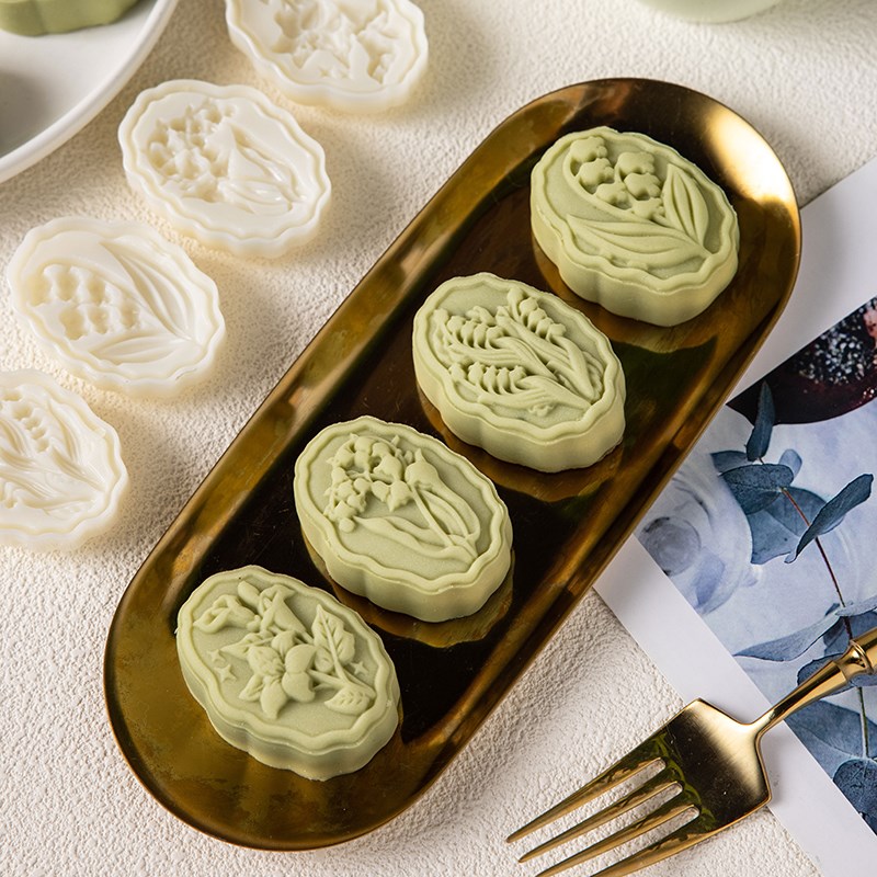 速发0豆糕月饼模具新款2绿24点压手压式家用磨按冰皮铃兰花中秋国