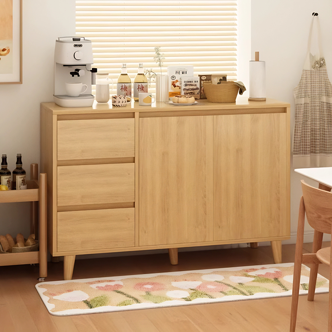 速发餐客柜柜墙一体家用斗柜边厅置物柜茶水靠原木色收纳柜子储物