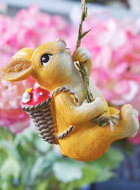 可爱攀爬小兔摆件家居田园花园庭院阳台装饰品仿真动物树脂