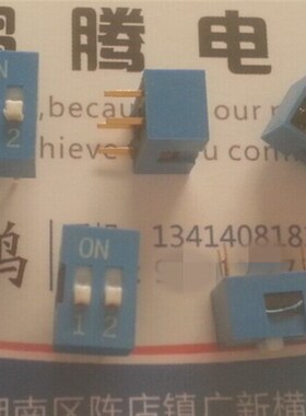 台湾原装圆达DIP 直插2位琴键式编码开关 2.54mm间距 蓝色 2P