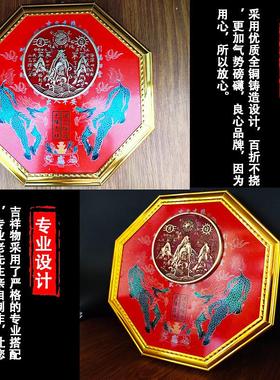 爆款纯铜双麒麟山海镇挂件公母麒麟八卦镜凸镜室外摆件家用入户大