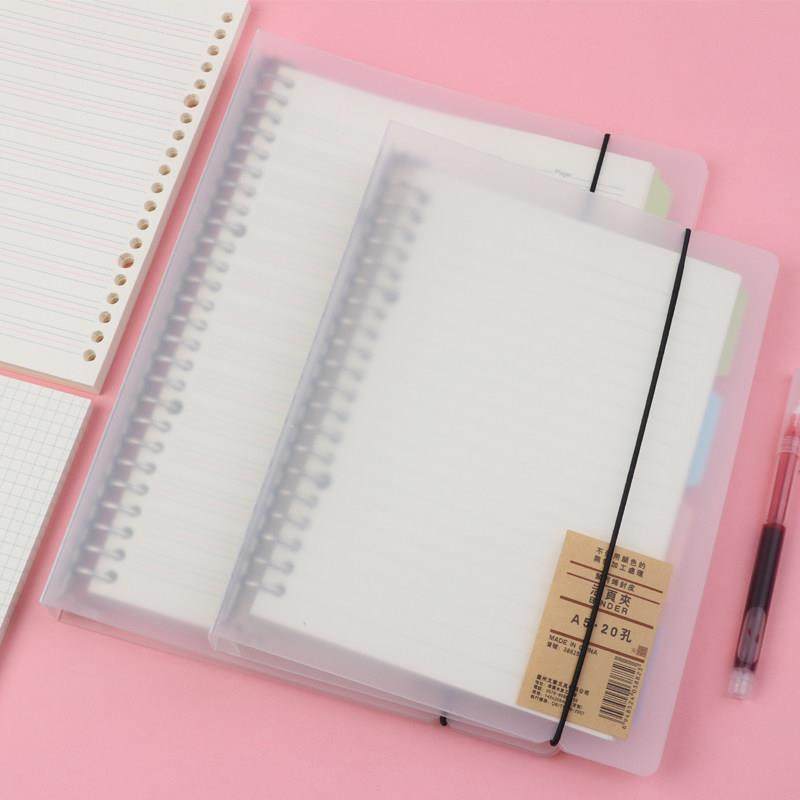 文章活页笔记本子线圈本可拆卸简约大学生b5英语网格横线a5替芯夹