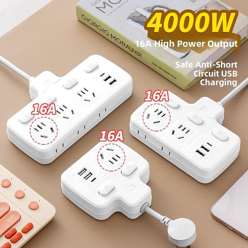 大功率16A转换器插座板10A16A插孔4000W纯铜插头带USB接线板