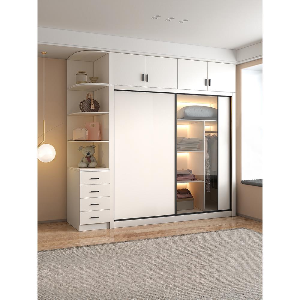 衣柜简约现代白色小户型玻璃衣柜热销榜推拉门衣柜家用卧室大衣橱