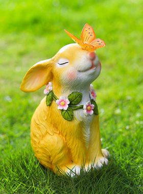 欧式太阳能兔子灯户外庭院灯阳台花园装饰摆M件院子防水创意小夜