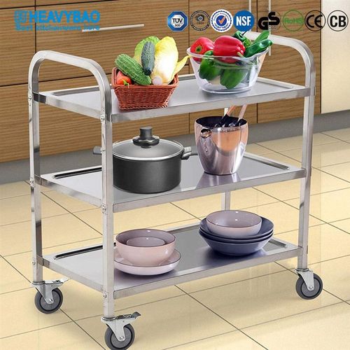 【恒丽宝】不锈钢圆管两v层收碗餐车不锈钢餐车 酒店服务车