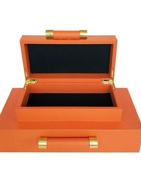 新中式木质PfU皮首饰收纳盒珠宝盒创意家居软装装饰工艺品现代简