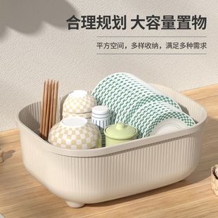 厨房碗筷收纳盒沥水带盖餐具放碗盘碟置物架家用碗碟收纳架碗柜