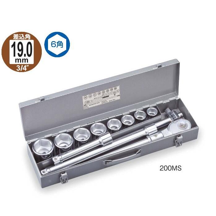 日本前田TONE汽修机修套筒扳手工具套装 200MS 19mm3/4