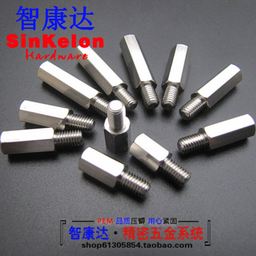 。单通304不锈钢外六角接线柱阴阳螺柱支撑螺栓外牙加长M4*L+8+10