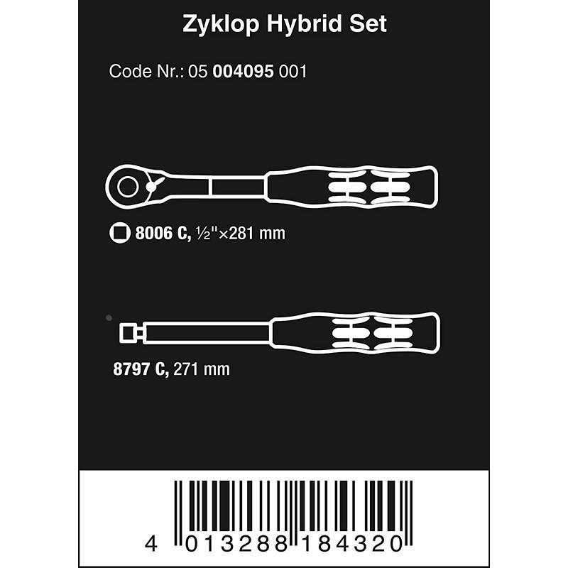 德国Wera维拉Zyklop Hybrid拨杆换向棘轮扳手延长杆组套
