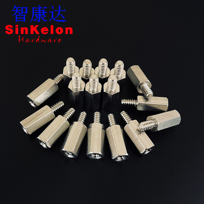。304不锈钢美标英制内外牙六角接线柱VGA电脑DB9串口隔离铜柱8#3