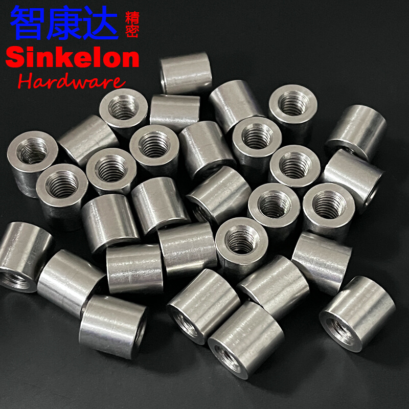 。304不锈钢双通圆形接线柱钢柱隔离柱加长圆螺母精密垫柱M6*10*1