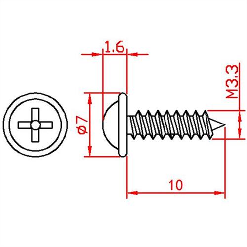 M3.3*10自攻螺丝PWA3.3十字盘头带垫自攻螺钉ST3.3圆头带介M3.2