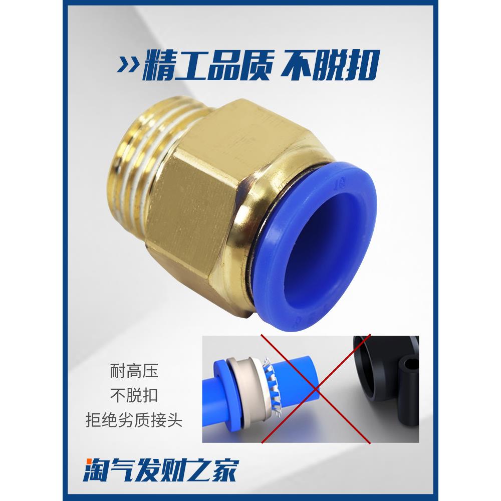 气动快速接头气管快插螺纹直通PC4PC6PC8PC10PC12-M5 01 02 03 04