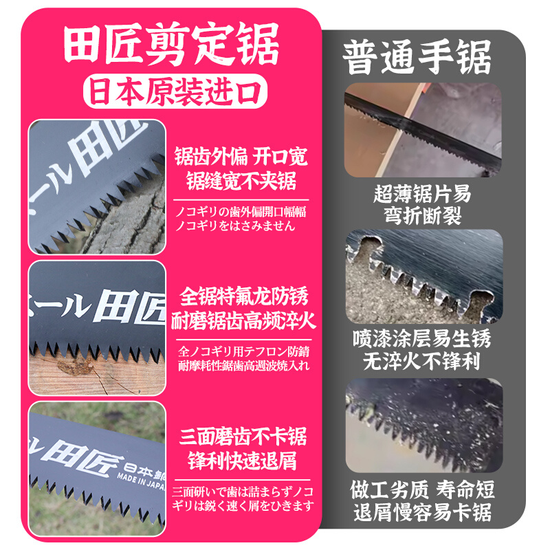 。日本SK5钢田匠手工锯木工锯园林锯果树锯修树枝锯家用锯户外锯