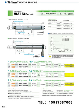 。日本NSK气动主轴MSS-1930R 1930RA 1930RA 1908RA 1902R 1902RA