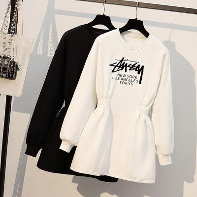 中长款收腰卫衣女2025设计感上衣