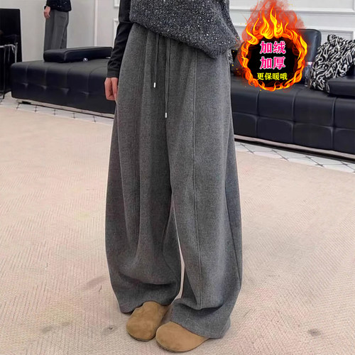 2025新款加绒弯刀裤女冬季休闲裤