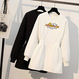 中长款加绒卫衣女装秋冬2025新款爆款时尚洋气冬季大码上衣遮屁股