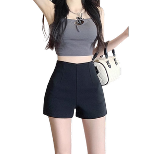 黑色高腰短裤女四季小个子打底紧身热裤辣妹短款遮肉外穿a字.春夏