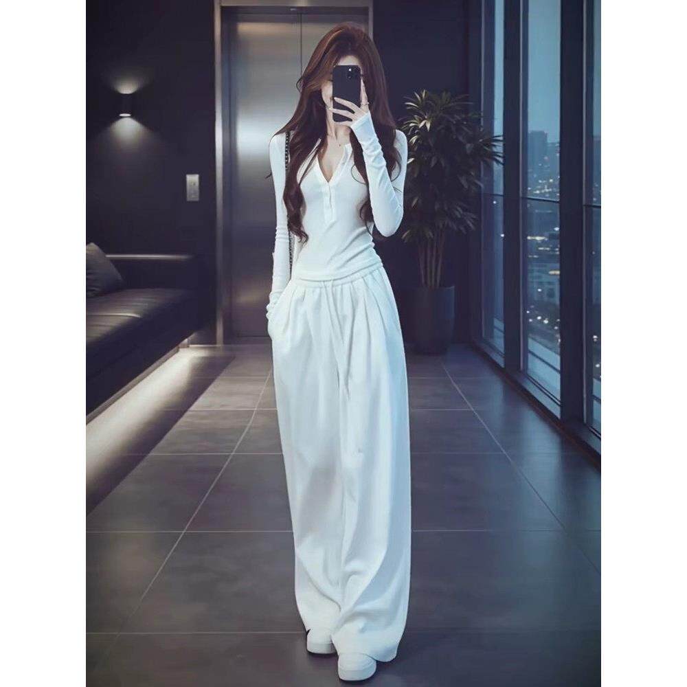 早秋运动服套装女韩系修身显瘦时尚洋气长袖卫衣休闲两件套阔腿裤