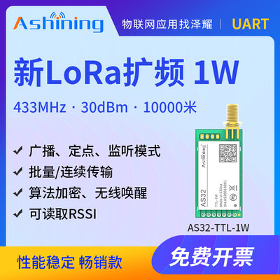 LoRa模块433无线串口收发模块大功率远距离8000Q米SX1278更稳定