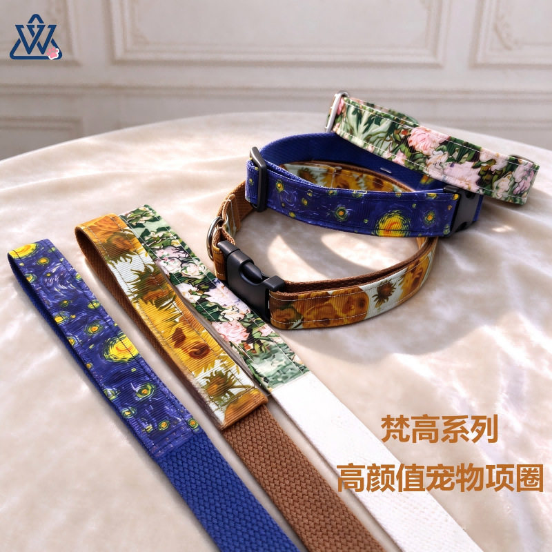 插扣式宠物项圈可调节柔软轻盈狗狗项圈时尚印花猫狗脖圈跨境批发