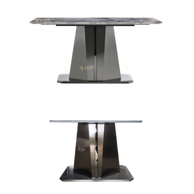 不锈钢餐桌腿支架岩板长桌脚底座大理石奢石轻奢餐台脚餐厅饭桌脚