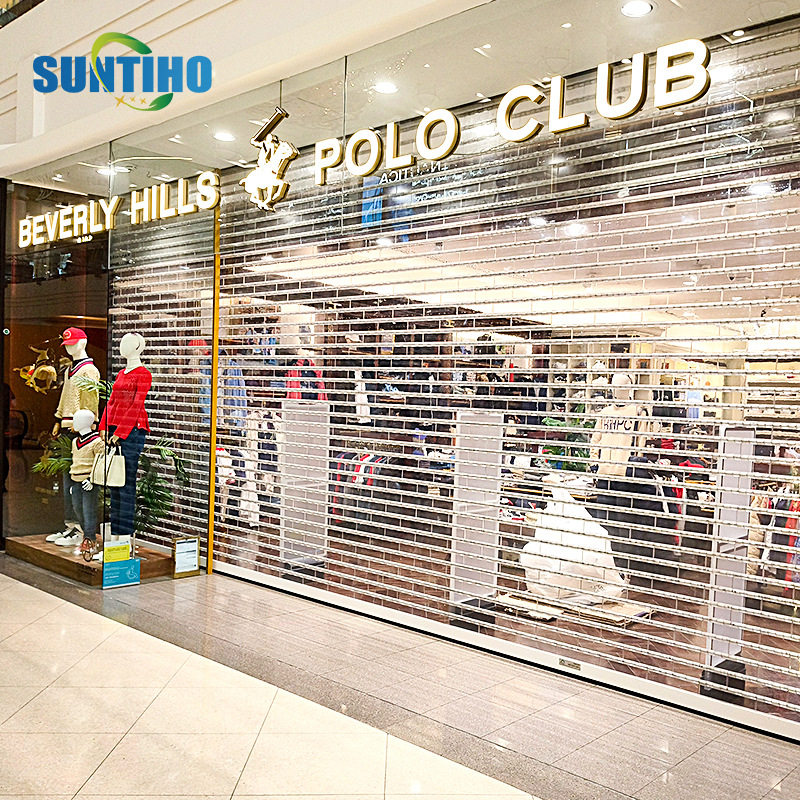 商场店铺门室内透明自动卷闸门水晶电动升降加厚塑料铝合金卷帘门
