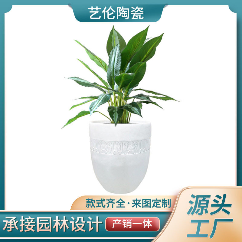 欧式玻璃钢镁泥花瓶园林花器酒店装饰品摆件公园户外落地大花盆