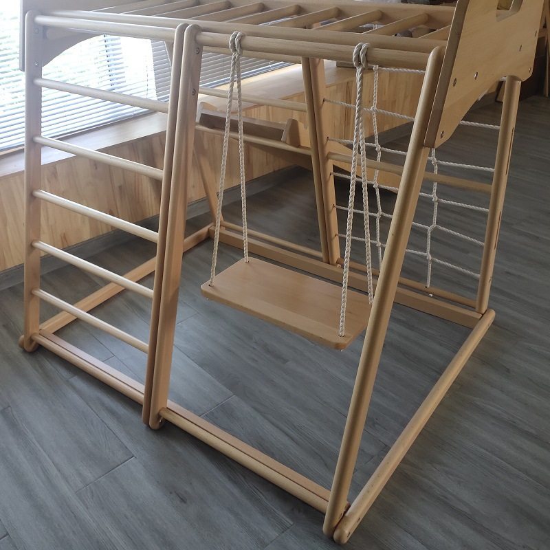 批发攀爬架儿童室内榉木家用宝宝爬梯木质秋千滑滑梯小型游乐场