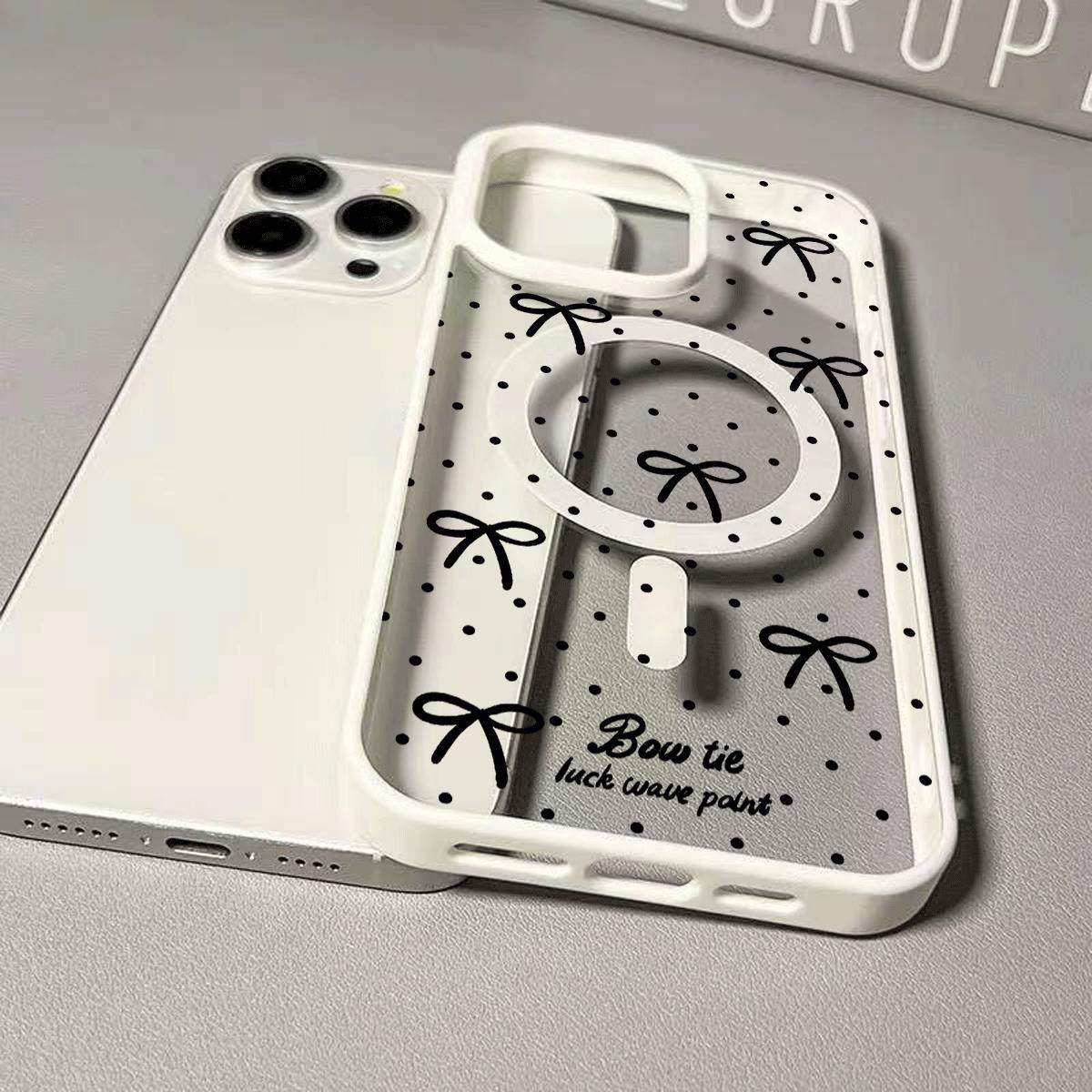 黑点蝴蝶结适用iPhone16promax手机壳苹果17Air透明15plus肤感磁吸13mini新款12/11保护壳亚克力7/8PXRXSMAX