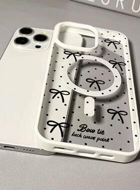 黑点蝴蝶结适用iPhone16promax手机壳苹果17Air透明15plus肤感磁吸13mini新款12/11保护壳亚克力7/8PXRXSMAX