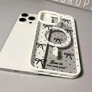 黑点蝴蝶结适用iPhone16promax手机壳苹果17Air透明15plus肤感磁吸13mini新款12/11保护壳亚克力7/8PXRXSMAX
