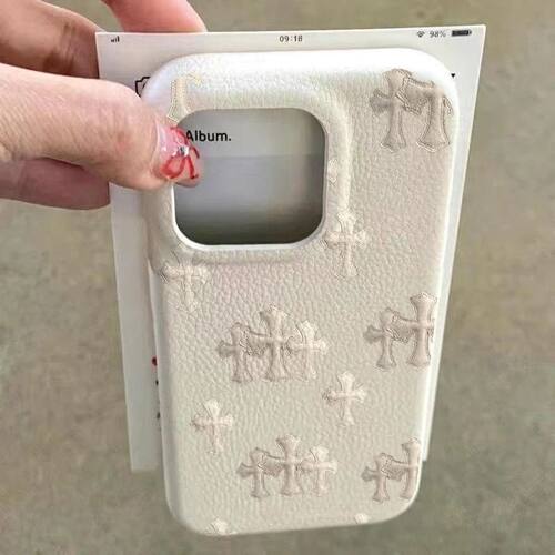 简约十字架大孔仿皮iPhone壳