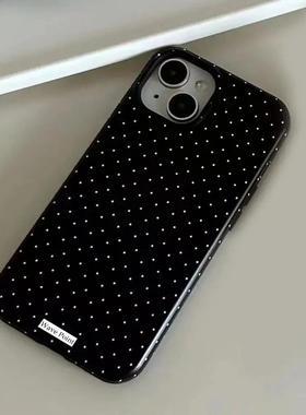 适用苹果iPhone16promax手机壳简约波点17pro全包15plus防摔14pro保护套13/12/11黑色个性7/8Pxrxsmax果冻壳