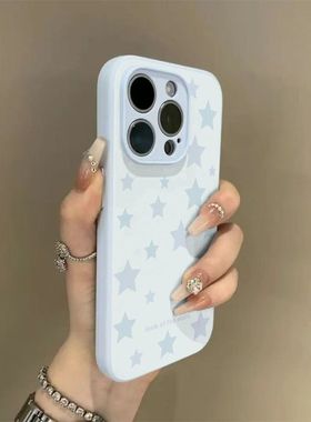 ins风蓝底星星适用于iPhone17手机壳苹果16promax软壳15PLUS男女14小众13pro防摔12/11保护套