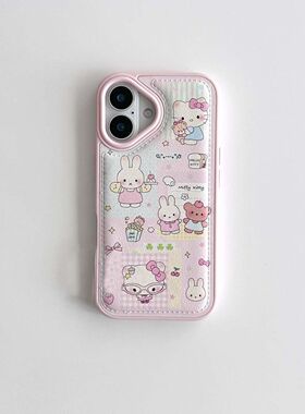 秋冬鼓包皮纹小熊兔子适用于iPhone17promax手机壳iPhone16保护套15plus软壳14/13/12/11粉色6/7/8PXRXSMAX