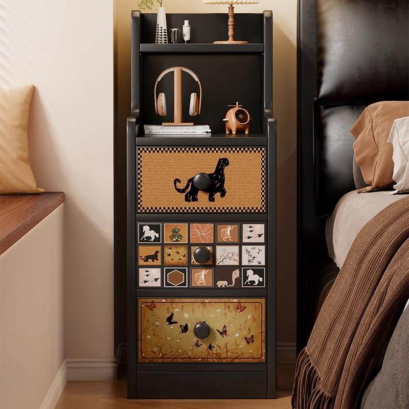 拉车套罩床头柜小型储物收纳柜一体卧室床边极窄夹缝小柜子中古风,电子元器件市场,LED反光杯,淘宝优惠券,粉丝福利购,淘宝优惠卷