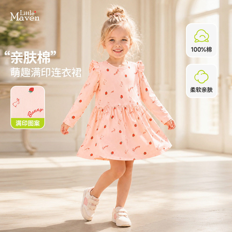 Little maven外贸工厂童裙秋季长袖女童连衣裙欧美洋气儿童公主裙图片